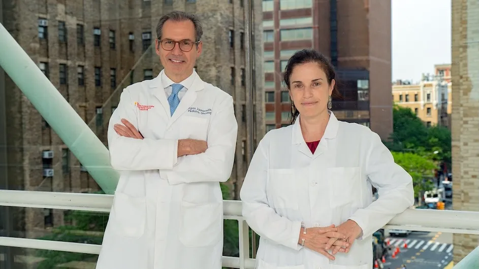 Elisa Konofagou (right) with Stergios Zacharoulis