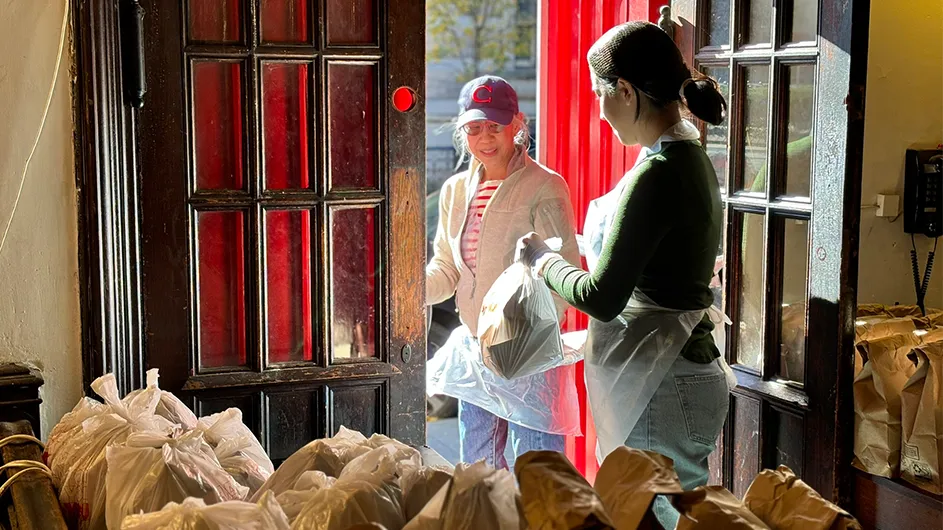 A meal distribution at Broadway Presbyterian Church.