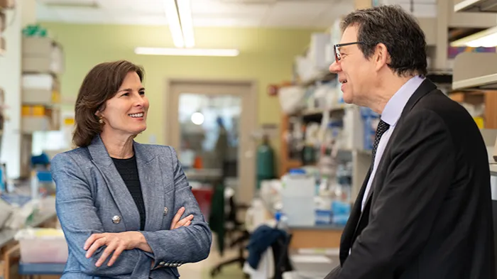 Acting President Claire Shipman and Michel Sadelain. 