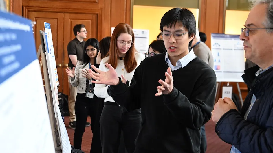 A poster session in Low Memorial Library.