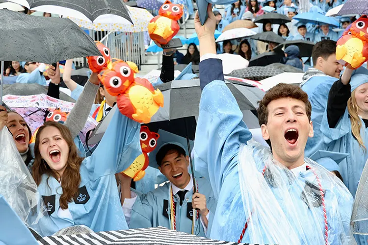 Columbia Commencement in the rain