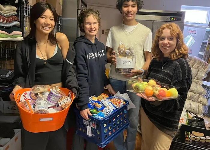 Columbia and Barnard student volunteers at Ford Hall Food Pantry.
