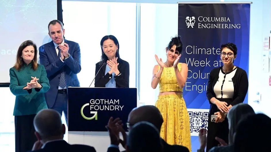 Kate Ascher, co-director of Gotham Foundry (GF) and professor of practice of urban development at Columbia; Rein Ulijn, co-director of GF and founding director of the CUNY ASRC Nanoscience Initiative; Helen Lu, director of GF and Percy K. and Vida L.W. Hudson Professor of Biomedical Engineering; Theanne Schiros, co-director of GF and associate professor at FIT; and Neena Chakrabarti, board member at Genspace. 