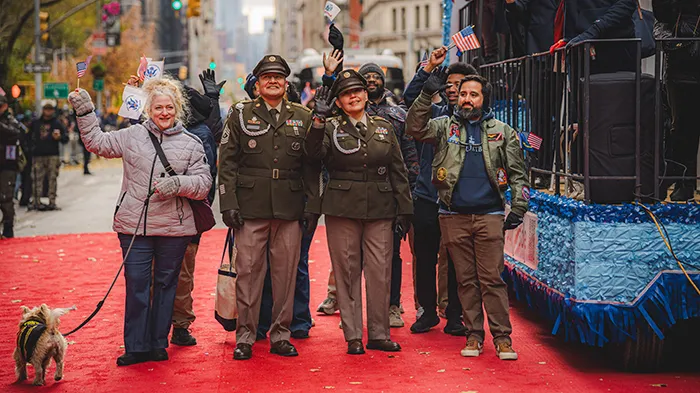 Student veterans on the red carpet.