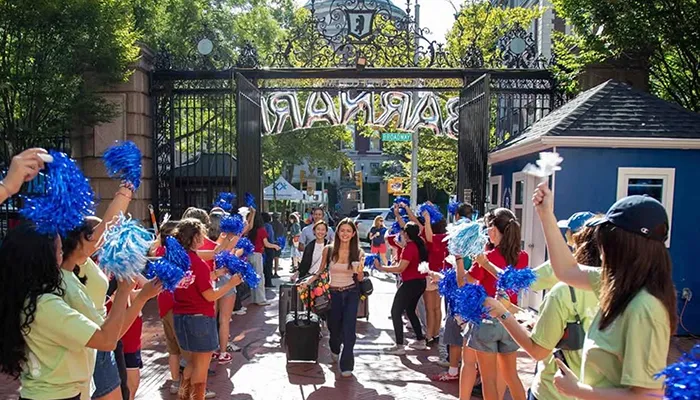 Barnard College students enter through the gates
