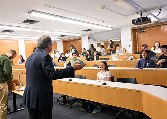 Nobel Memorial Prize for Economic Sciences winner Michael Woodford prepares to give an exam in his Cognitive Mechanisms and Economic Behavior course.