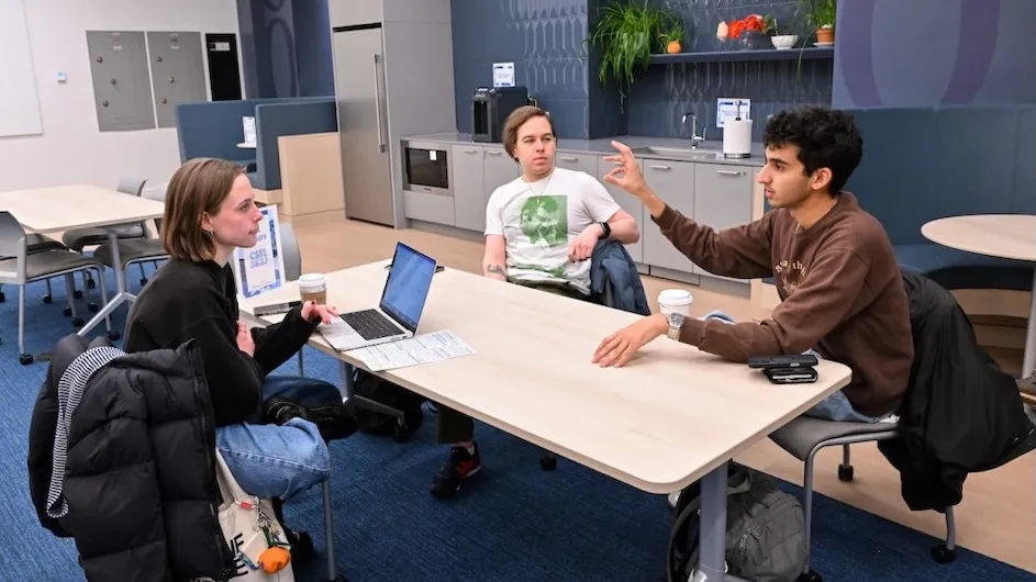 Students working in the newly opened Computer Science Student Learning Center located on the third floor of Schermerhorn Building 