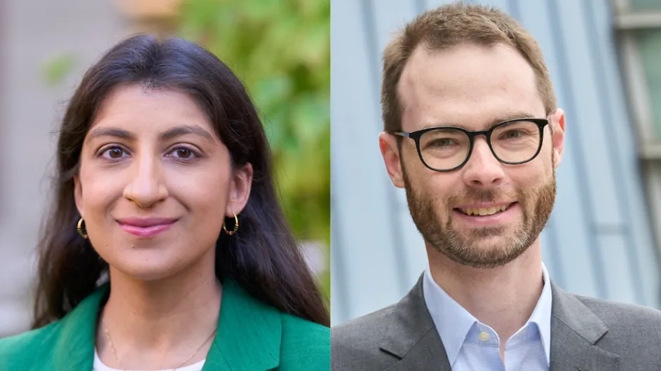 Columbia University Law School Professors Lina Khan (left) and Lev Menand (right)