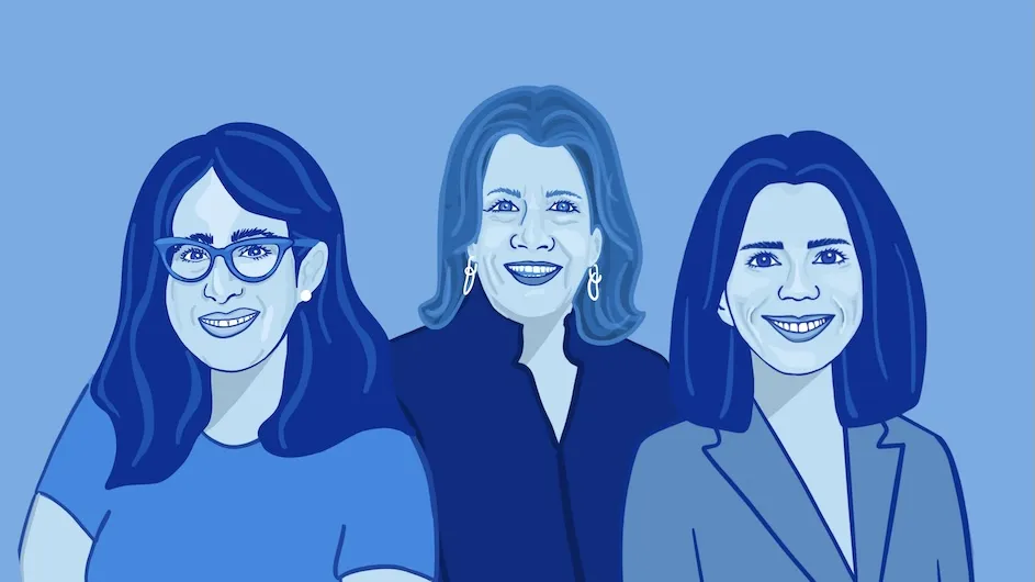 Illustration of by Sadie Arsenault of (from left): Lisa Rosen-Metsch, Susan Feagin, and Keren Yarhi-Milo.