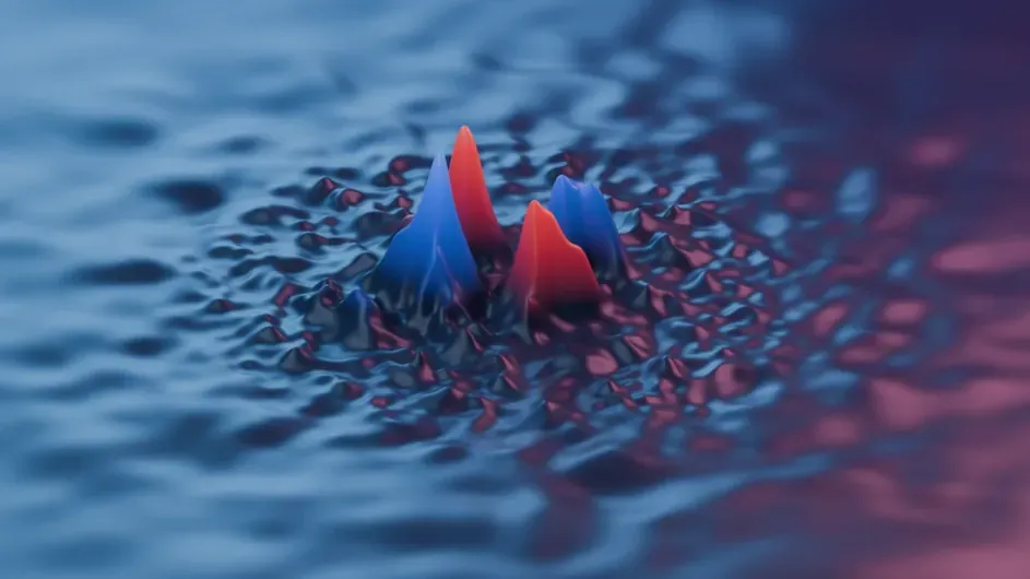 In a metal, electrons normally move freely through the crystal like waves rippling across the sea, but under the right quantum conditions they can be trapped in place, according to new research from Columbia University. (Credit: Raquel Queiroz, Columbia University.)