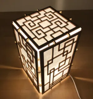 A laser-cut lamp