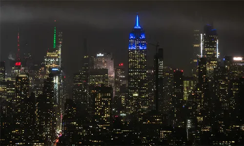 Empire State Building blue