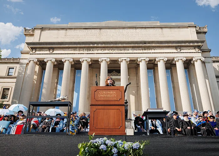Claire Shipman addresses Columbia graduates.