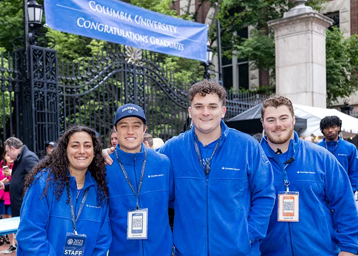 Friendly Commencement volunteers will be there to assist you and your family, including scanning your tickets to enter. Help them by arriving early with your ticket downloaded and ready to go! Photo courtesy Columbia Commencement.