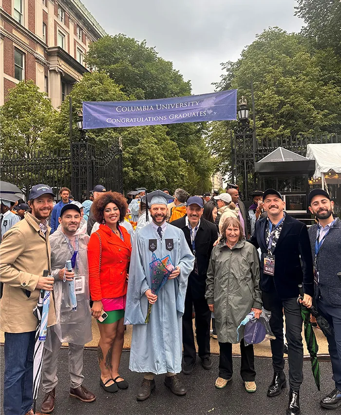 Daniel Allalemdjian with family and friends at Columbia Commencement 2025. 