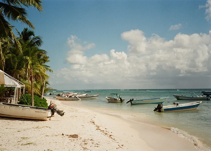 Boats float in the Dominican republic