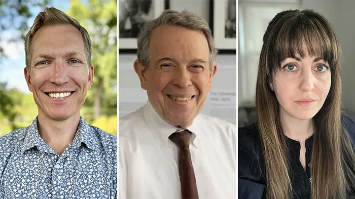 Kyle Bishop, professor of chemical engineering; Norman Christ, Ephraim Gildor Professor of Computational Theoretical Physics; and Kara Lamb, associate research scientist in the department of earth and environmental engineering.