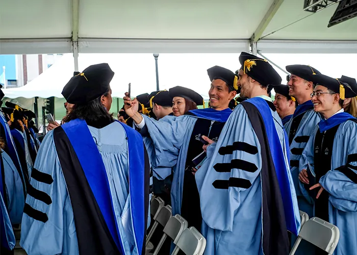 Columbia doctoral regalia, viewed from behind