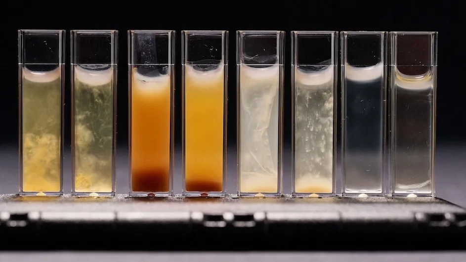 BACTERIAL CELLULOSE GROWN FROM WASTE SUGARS. Materials: Bacterial cellulose, beer waste (spent grains), whiskey waste (spent mash), and juice waste (fruit and vegetable pulp)