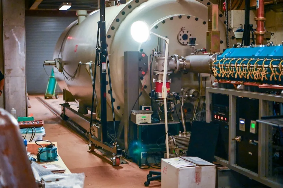 Columbia’s Radiological Research Accelerator Facility (RARAF), shown here, is part of the medical center, and is based at Nevis. The facility examines how radiology can be delivered more precisely. Goals of that research include better delivery targeting of radiology to tumors, with minimal impact on surrounding, healthy tissue.