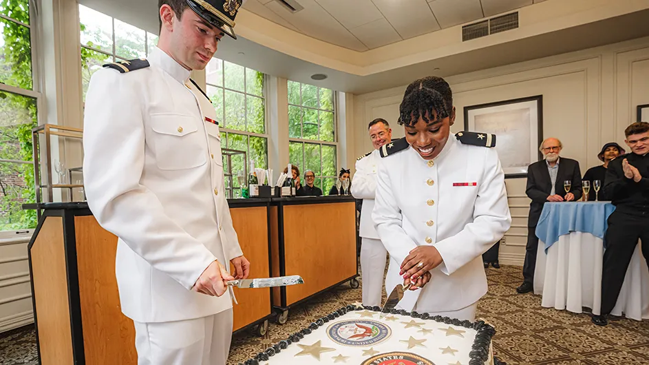 Cutting the Ceremonial Commissioning Cake