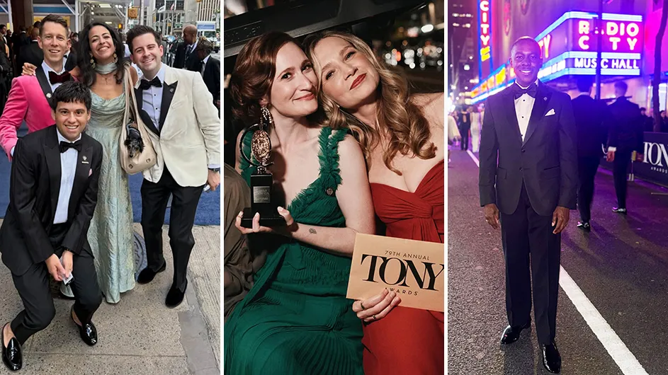 A few of Columbia's Tony winners, from left to right: 'Schmigadoon!' — David Manella (SOA'18) in front and Alex Donnelly (CC'14) on the right; 'Liberation' — Prince Fellowship alum and Adjunct Assistant Professor Rachel Sussman on the left;
'Ragtime' — Lamar Richardson (CC'15). 