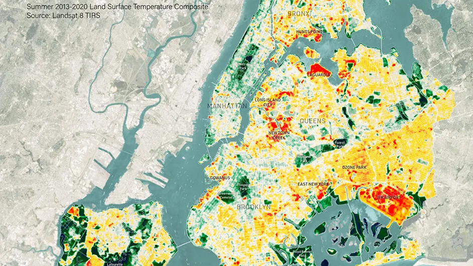 A colorful map of New York City's five boroughs.