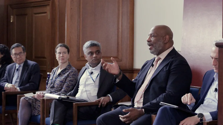 Columbia Journalism School Dean Jelani Cobb speaks at the “Reimagining Teaching and Learning in the Age of AI: An AI and Education Forum,” held at Columbia University on March 4, 2026.