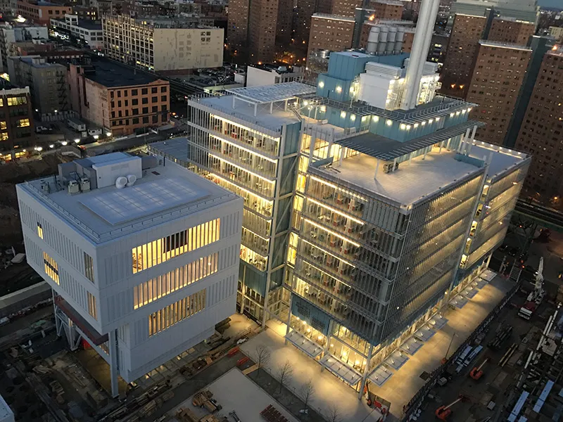 aerial view of the manhattanville location 