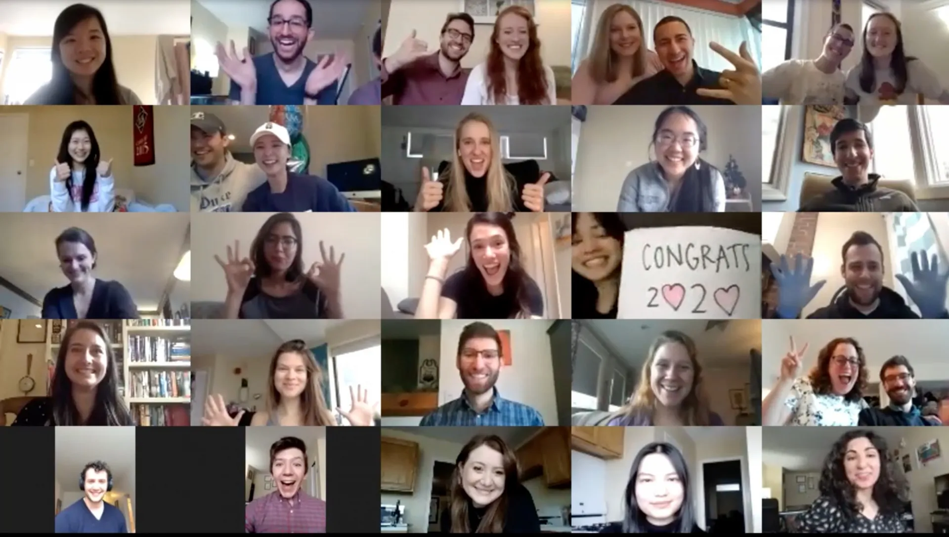 Students on a zoom conference call celebrate Match Day