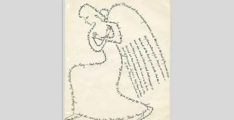Text in the shape of a kneeling angel