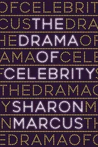 The words drama of celebrity written across a book cover several times.
