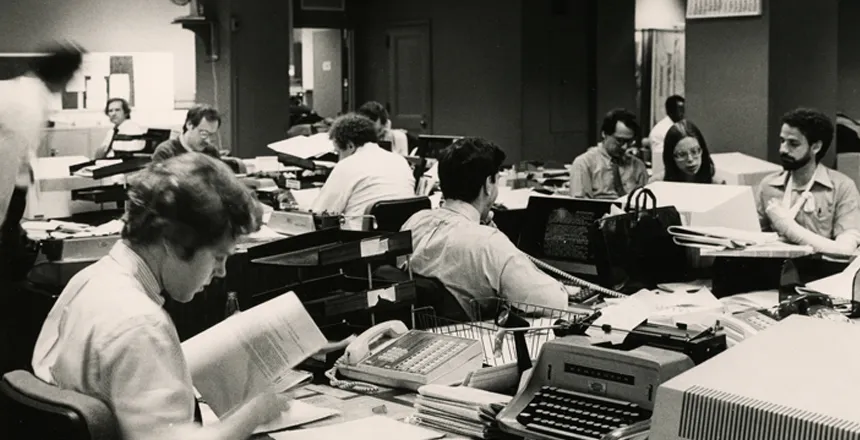 An archival image of Jeff Schmalz at The New York Times. 
