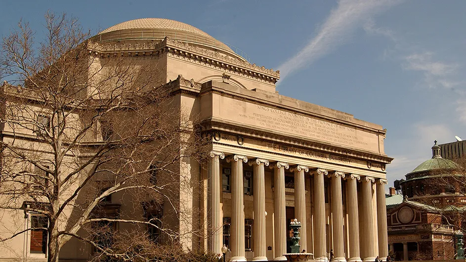 Low Library, a domed building with Romanesque columns on the face of the building and a wide staircase leading up to it.