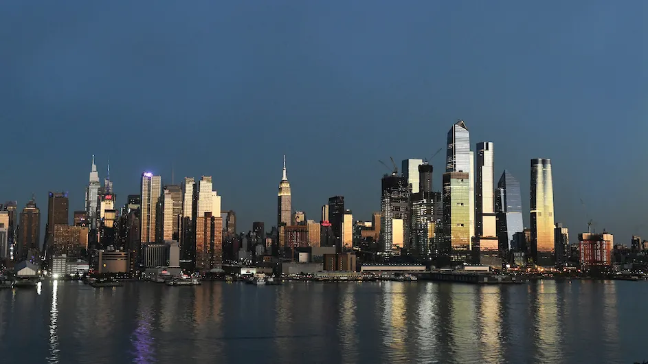 NYC skyline including the Empire State Building and the Hudson River