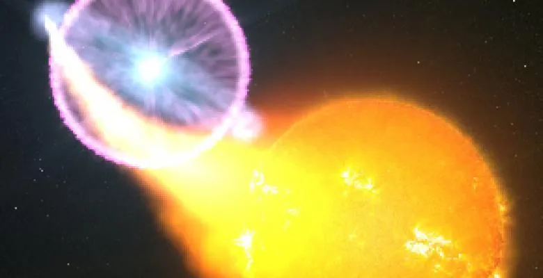 A planet next to a sun