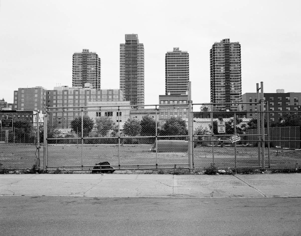Black and white photograph of skyline