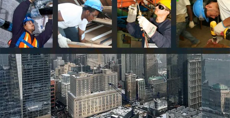 Students doing construction
