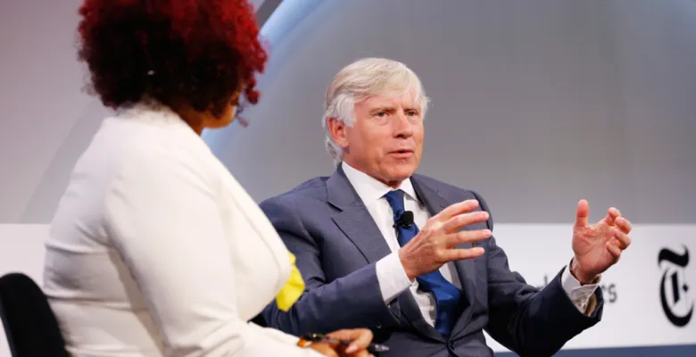 Columbia University president Lee Bollinger speaks on stage