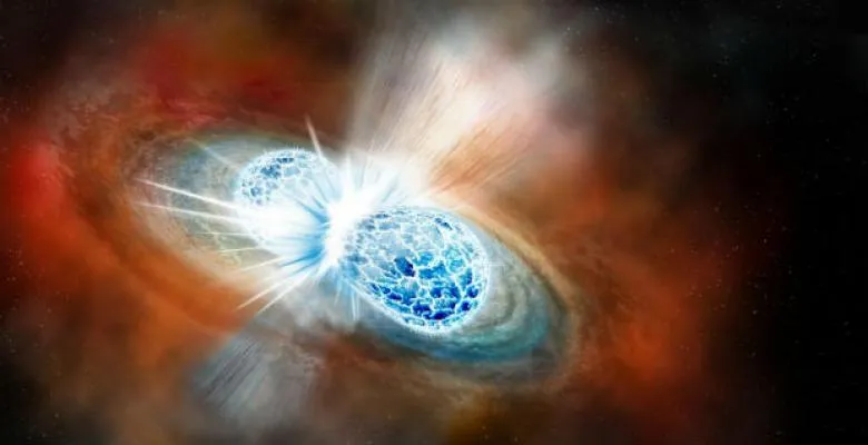 Illustration depicting two stars colliding