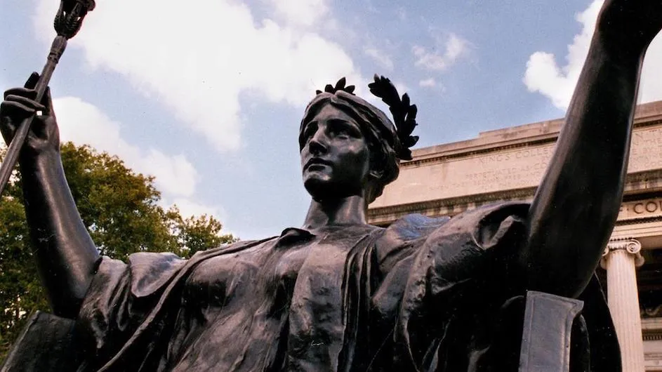 The Alma Mater statue on the Columbia university campus.