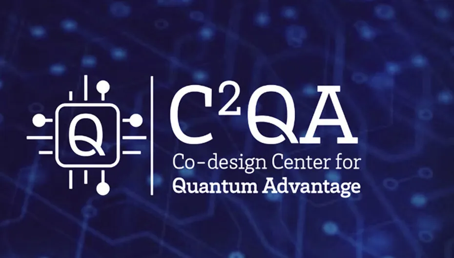 dark blue background with square logo in white with white Q inside next to a white line and then the name of center.