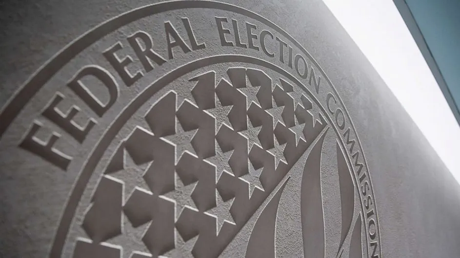 Federal Election Commission logo on the wall