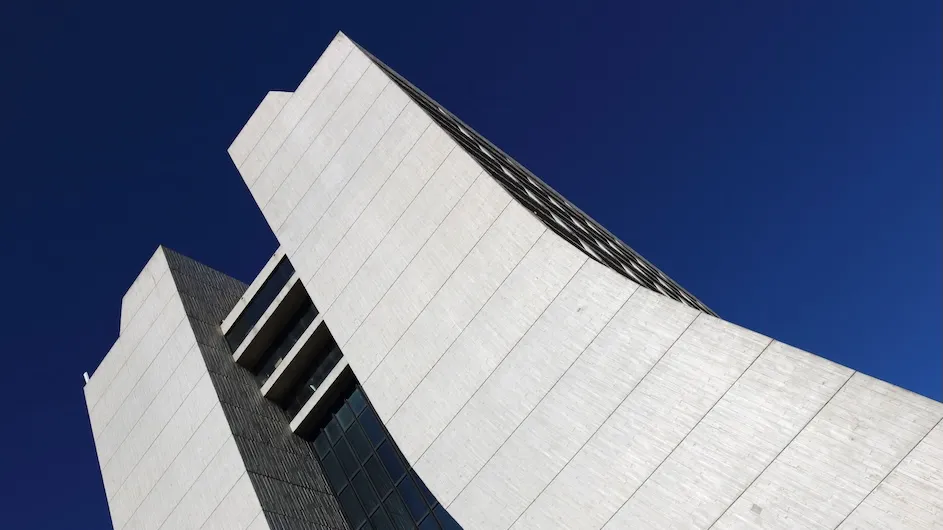 Wilson Hall at the Fermilab particle accelerator facility in Batavia, Illinois.