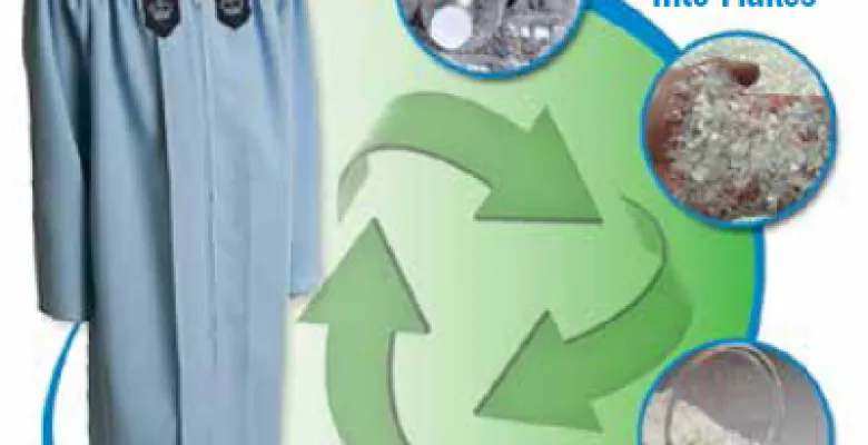 Making a green graduation gown.