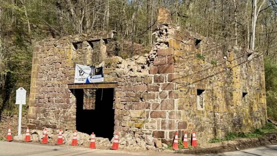 Fresh damage to the John Taylor 1764 grist mill in Readington township, N.J., following the April 5 quake.