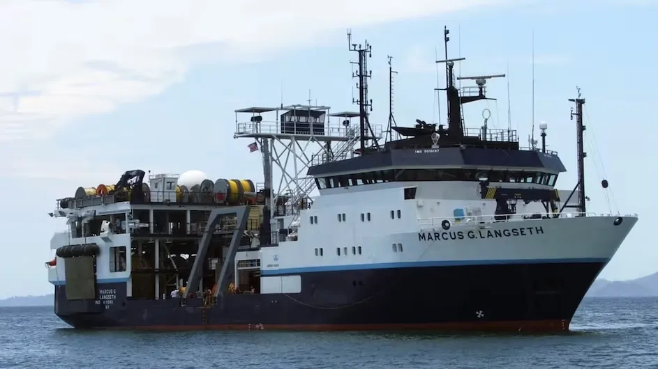 R/V Marcus G. Langseth anchored in the port of Manzanillo, Mexico.