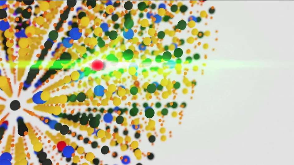 Illustration of the atomic arrangement within a single lanthanide-doped nanocrystal. Each lanthanide ion can emit light.