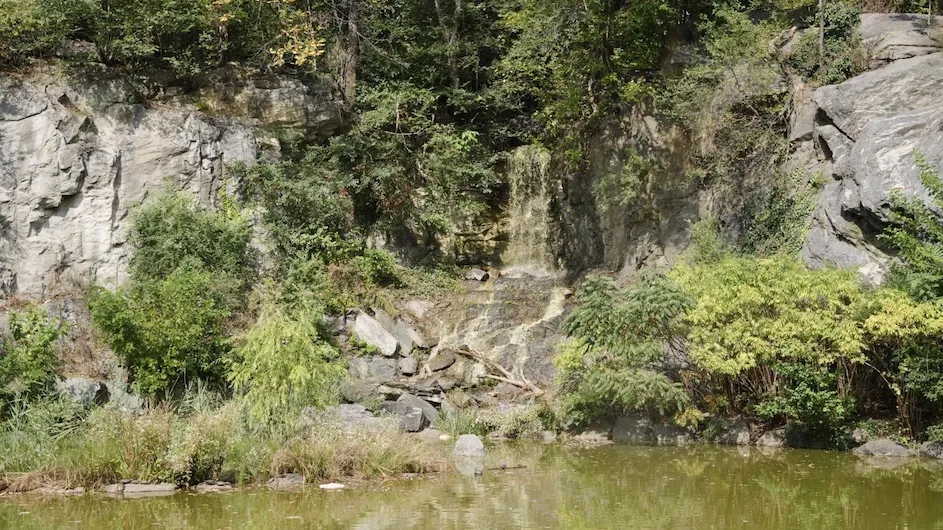 The Morningside Park waterfall.
