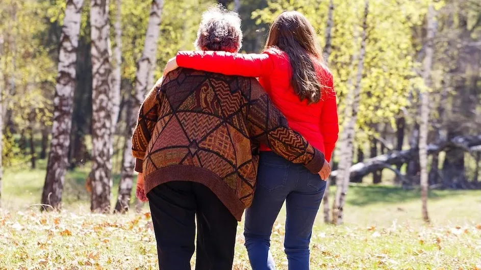 Two people walking